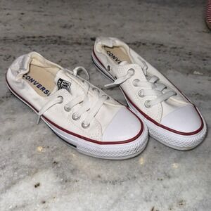 Converse Women 6 Chuck Taylor All Star Shoreline White Sneakers Slip On Lace Up